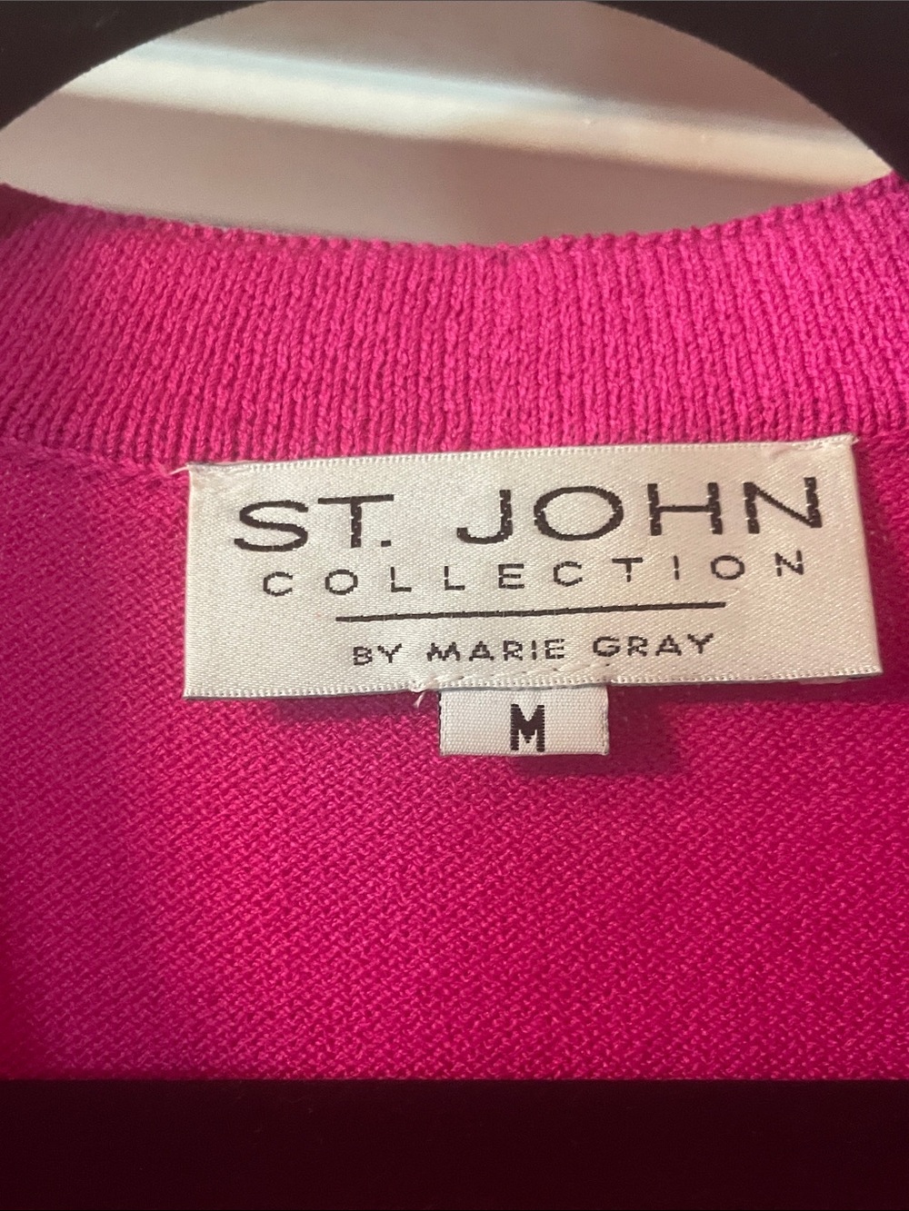 St. John Hot Pink Embellished V-Neck Cardigan with Gold Buttons - Picture 2 of 8